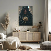Enigmatic Medieval Figure in Fantasy Setting Artistic Poster PosterGoat