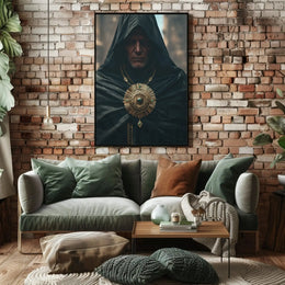 Enigmatic Medieval Figure in Fantasy Setting Artistic Poster PosterGoat