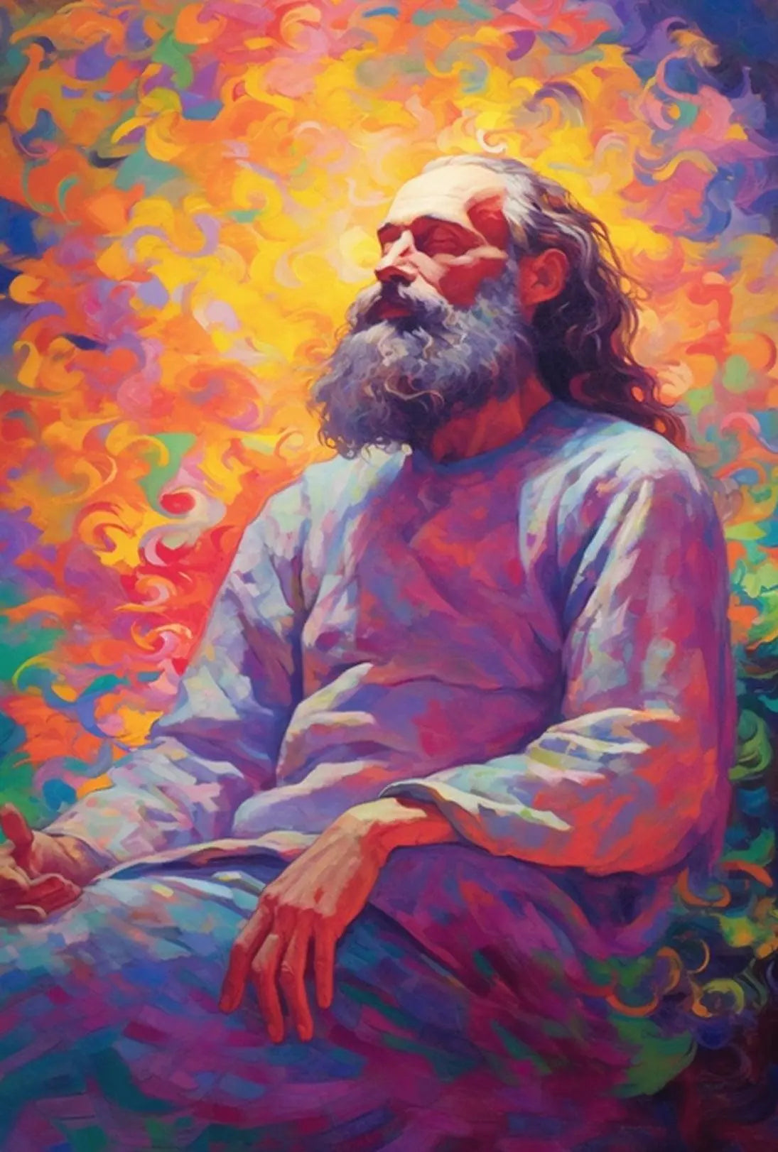 Enlightened Sage Meditative Spirit Artistic Expression Poster PosterGoat