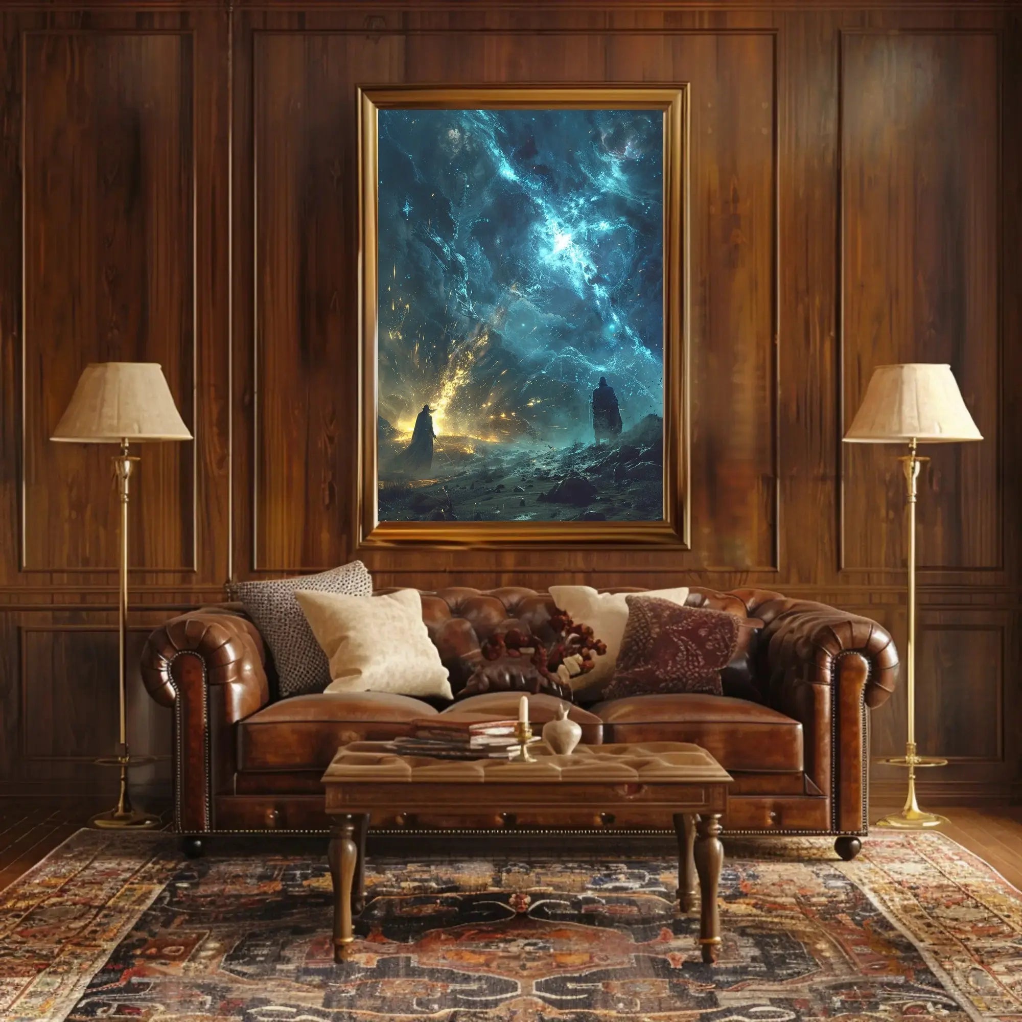 Epic Cosmic Confrontation: Mystical Fantasy Futuristic Sci-Fi Poster PosterGoat