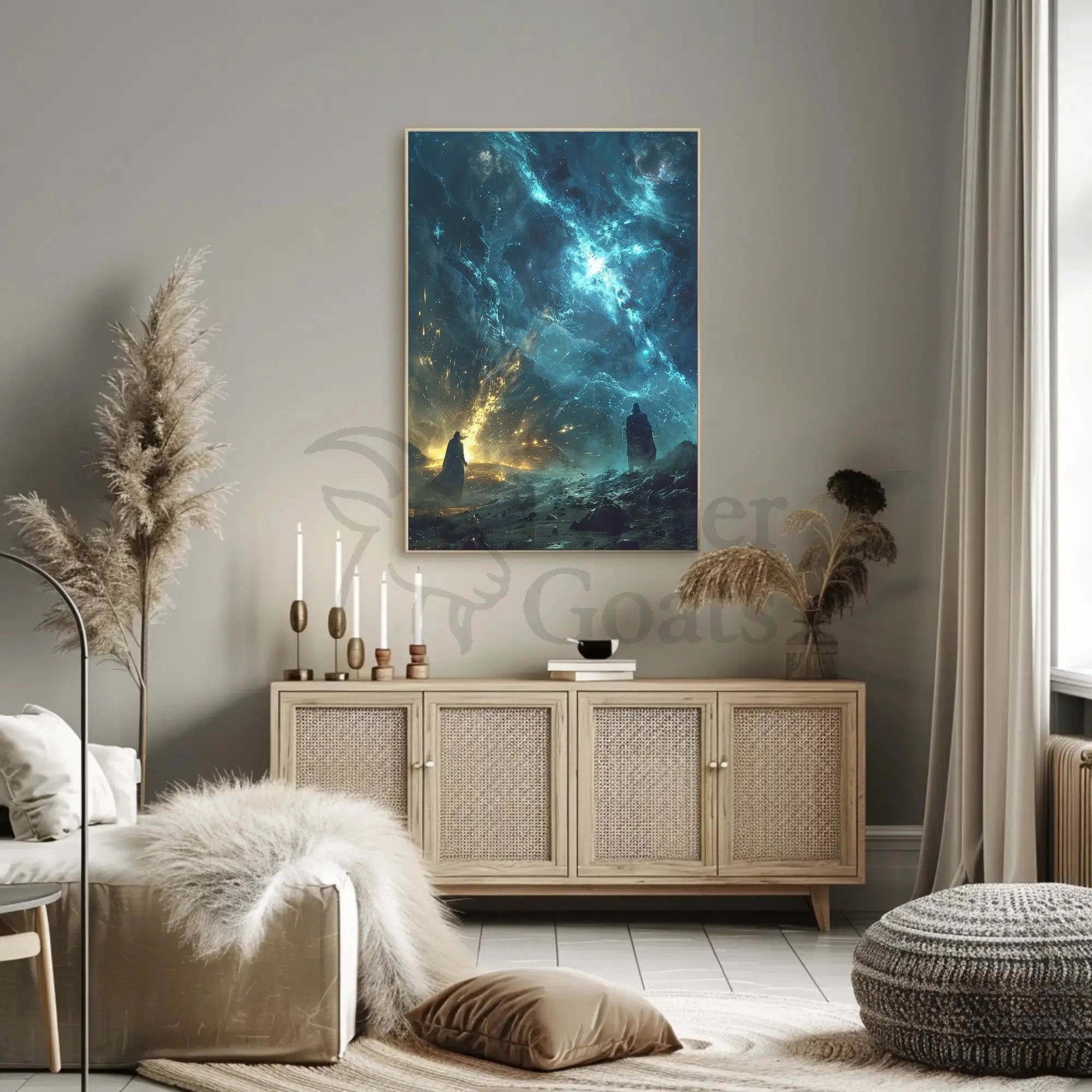 Epic Cosmic Confrontation: Mystical Fantasy Futuristic Sci-Fi Poster PosterGoat