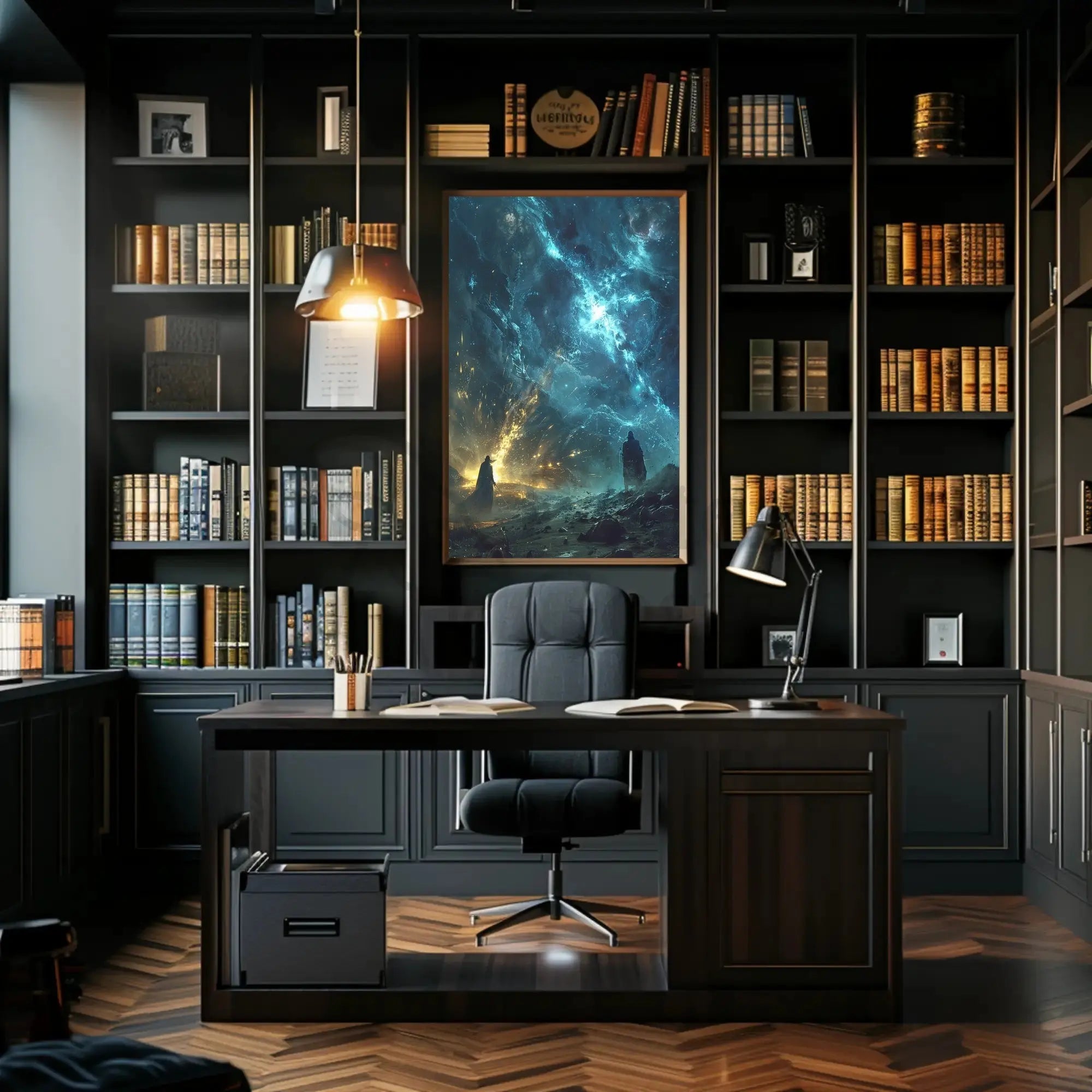 Epic Cosmic Confrontation: Mystical Fantasy Futuristic Sci-Fi Poster PosterGoat