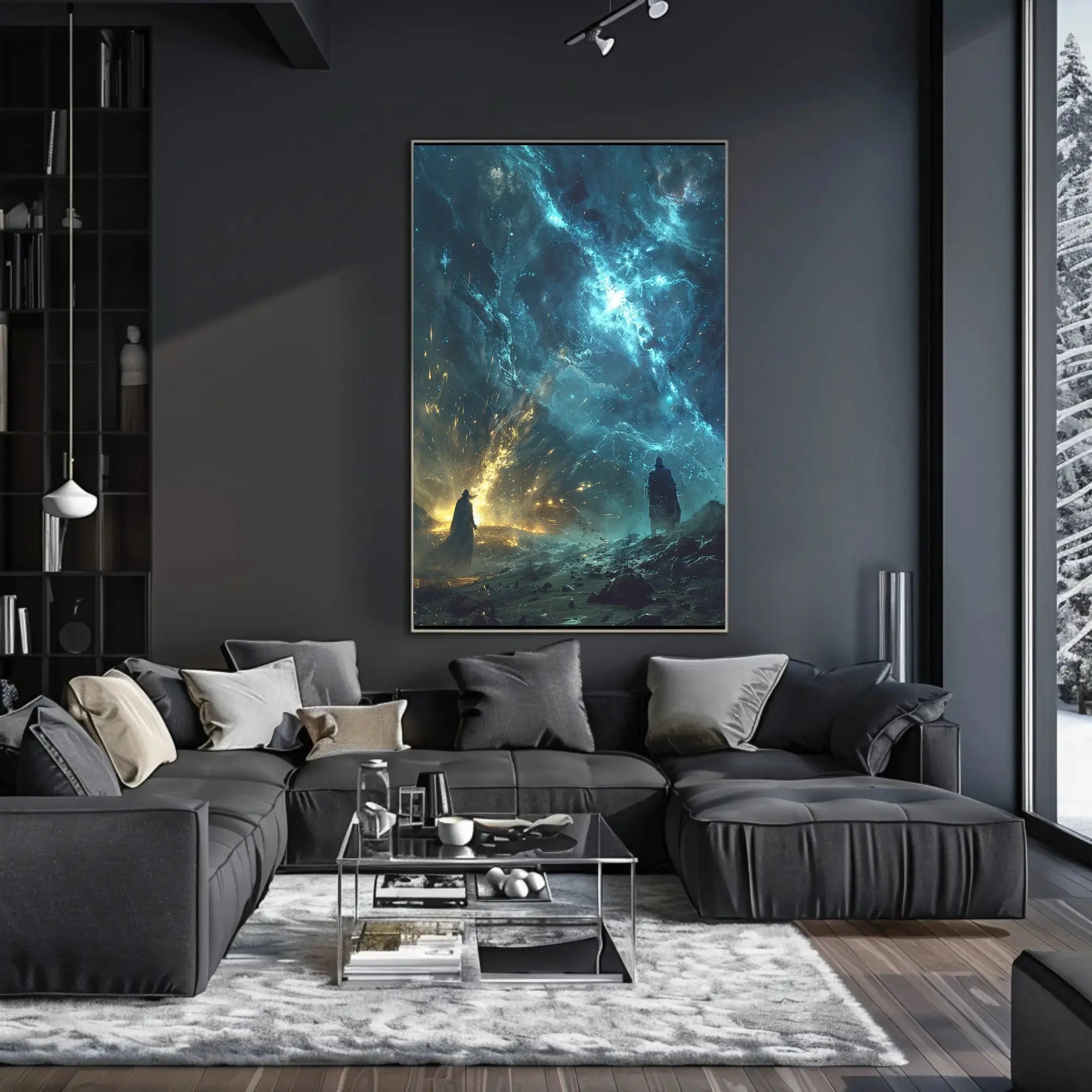 Epic Cosmic Confrontation: Mystical Fantasy Futuristic Sci-Fi Poster PosterGoat