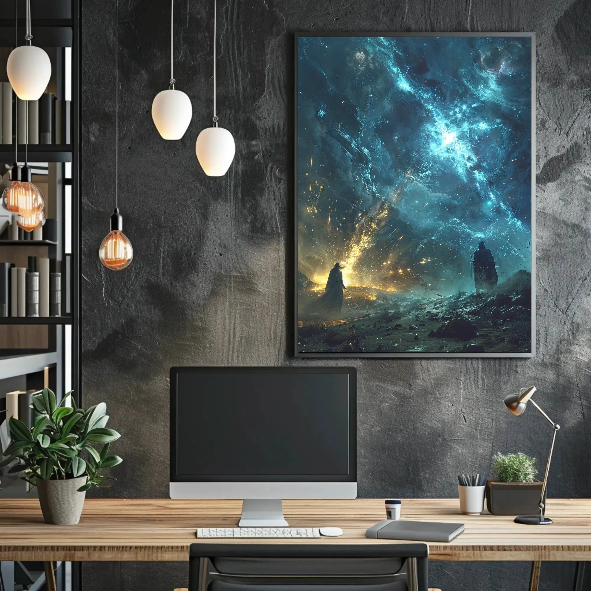 Epic Cosmic Confrontation: Mystical Fantasy Futuristic Sci-Fi Poster PosterGoat