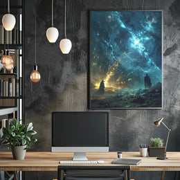 Epic Cosmic Confrontation: Mystical Fantasy Futuristic Sci-Fi Poster PosterGoat
