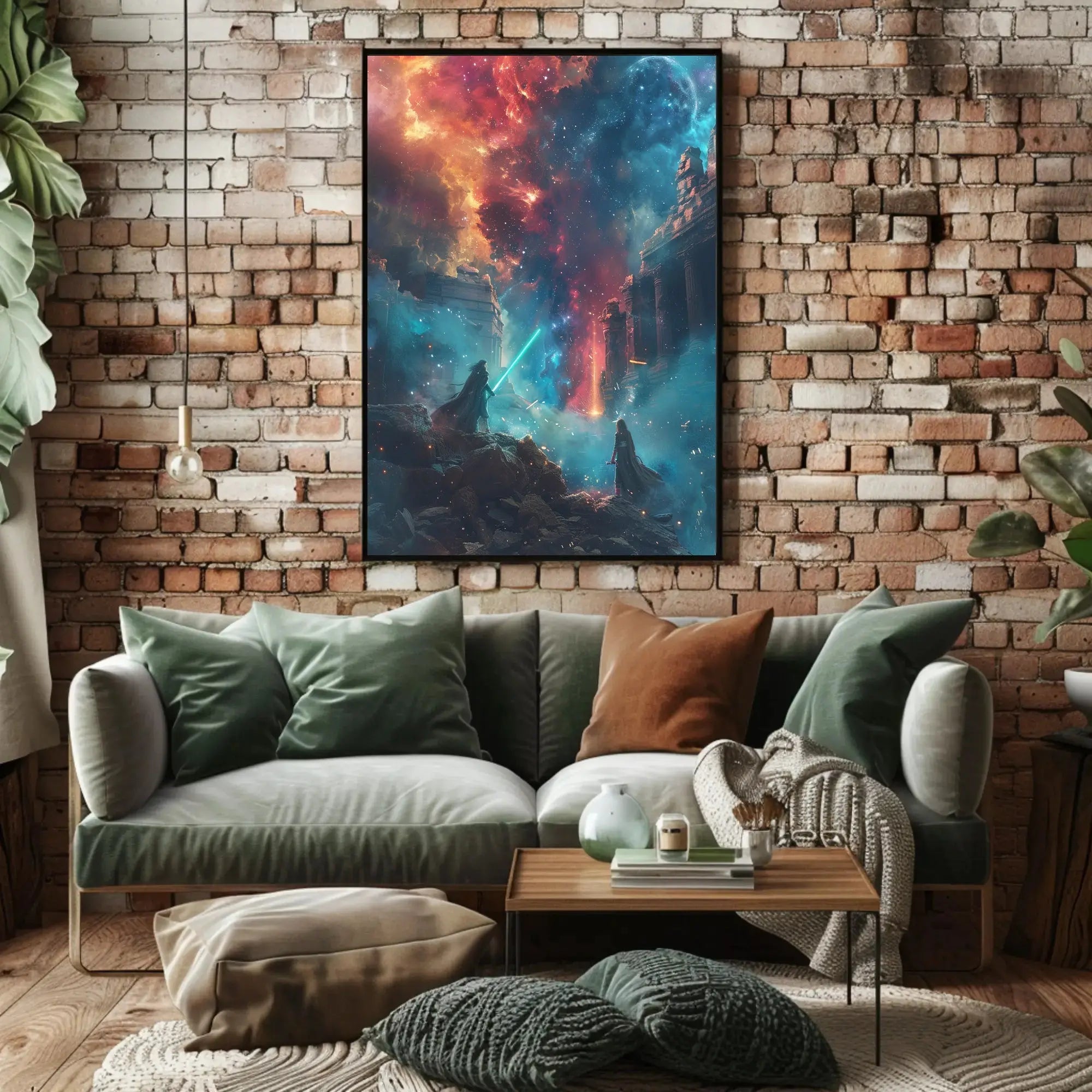 Epic Cosmic Duel: Futuristic Sci-Fi Poster PosterGoat