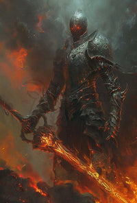 Epic Dark Fantasy Warrior: Fire and Fury Poster PosterGoat