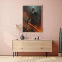 Epic Dark Fantasy Warrior: Fire and Fury Poster PosterGoat