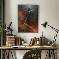 Epic Dark Fantasy Warrior: Fire and Fury Poster PosterGoat