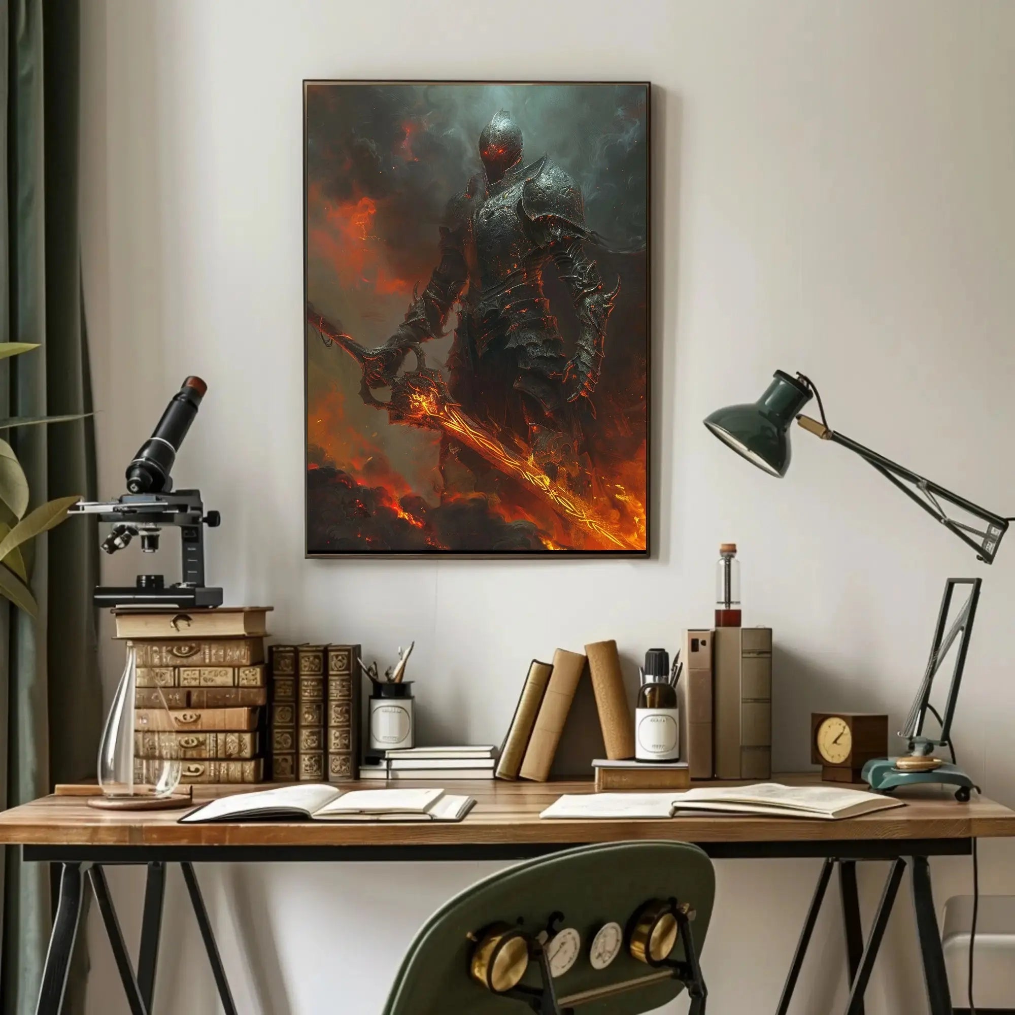 Epic Dark Fantasy Warrior: Fire and Fury Poster PosterGoat