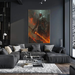 Epic Dark Fantasy Warrior: Fire and Fury Poster PosterGoat
