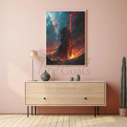 Epic Dark Knight Fantasy Scene Futuristic Sci-Fi Poster PosterGoat