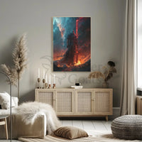 Epic Dark Knight Fantasy Scene Futuristic Sci-Fi Poster PosterGoat