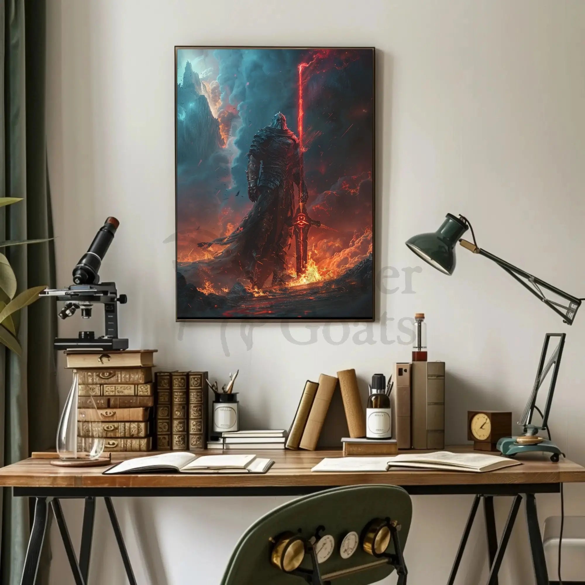 Epic Dark Knight Fantasy Scene Futuristic Sci-Fi Poster PosterGoat
