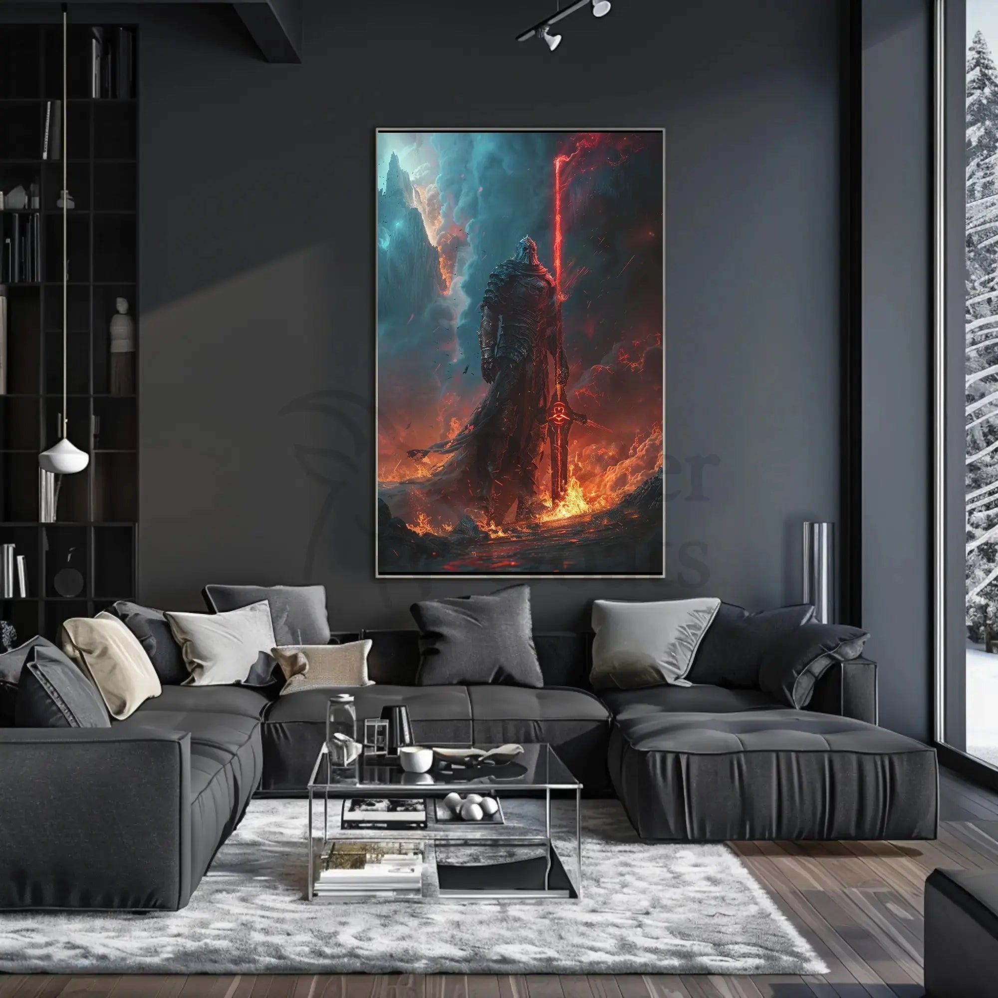 Epic Dark Knight Fantasy Scene Futuristic Sci-Fi Poster PosterGoat