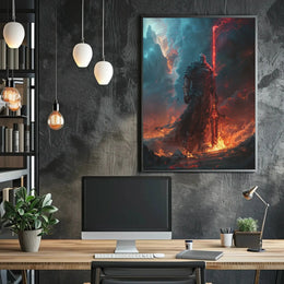 Epic Dark Knight Fantasy Scene Futuristic Sci-Fi Poster PosterGoat