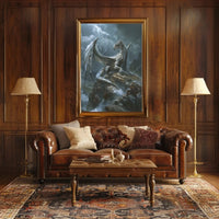 Epic Dragon on Rocky Outcrop Fantasy Art Poster PosterGoat