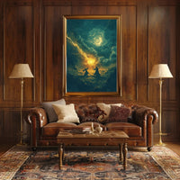 Epic Fantasy Duel in Mystical Landscape Futuristic Sci-Fi Poster PosterGoat