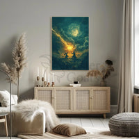 Epic Fantasy Duel in Mystical Landscape Futuristic Sci-Fi Poster PosterGoat