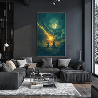 Epic Fantasy Duel in Mystical Landscape Futuristic Sci-Fi Poster PosterGoat