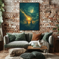 Epic Fantasy Duel in Mystical Landscape Futuristic Sci-Fi Poster PosterGoat