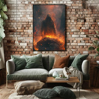Epic Hero Silhouette in Fiery Setting - Dark Fantasy Poster PosterGoat