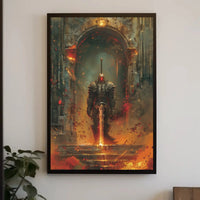 Epic Knight in Ruins Fantasy Medieval Artistic Poster PosterGoat