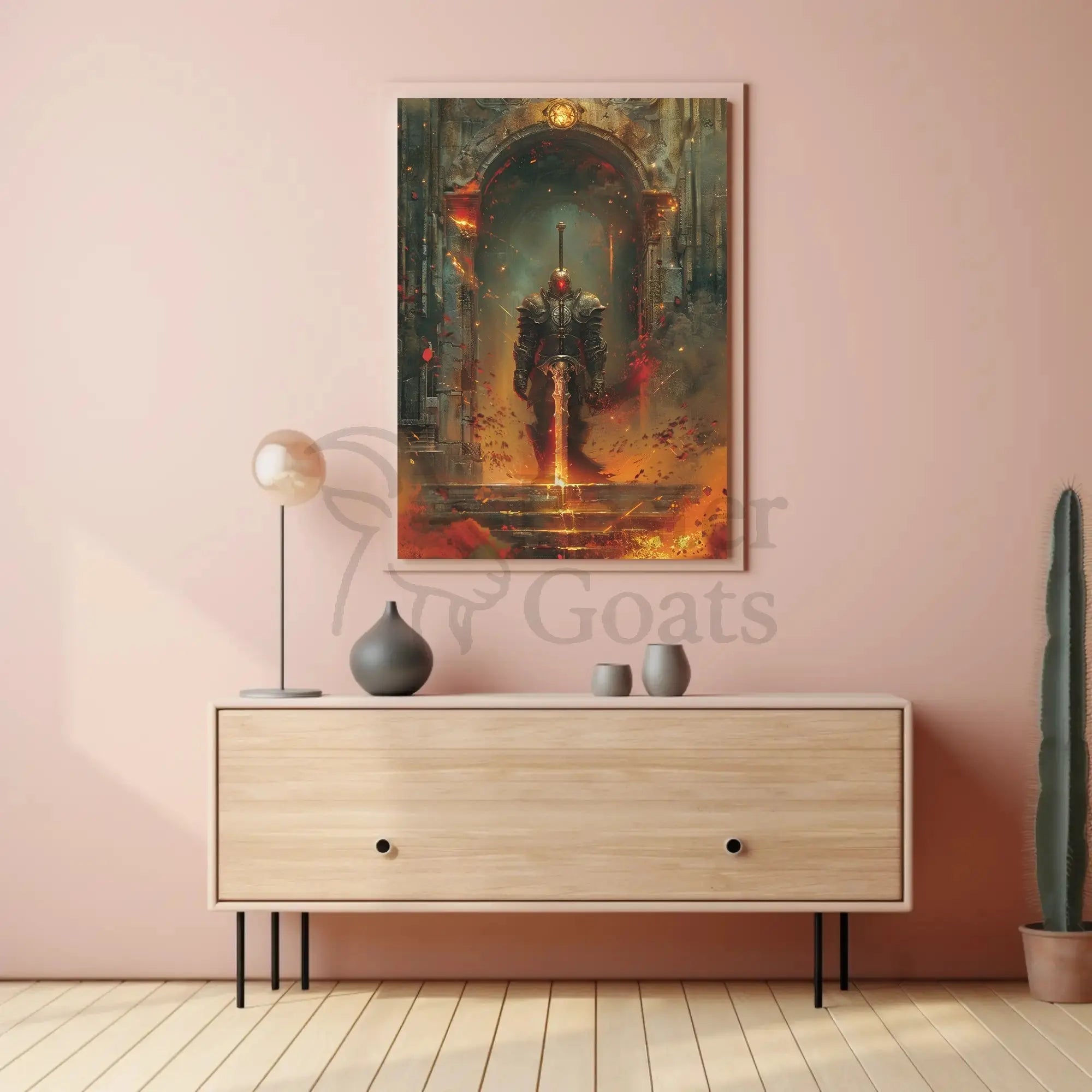 Epic Knight in Ruins Fantasy Medieval Artistic Poster PosterGoat