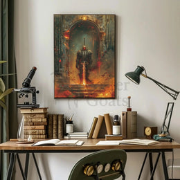 Epic Knight in Ruins Fantasy Medieval Artistic Poster PosterGoat
