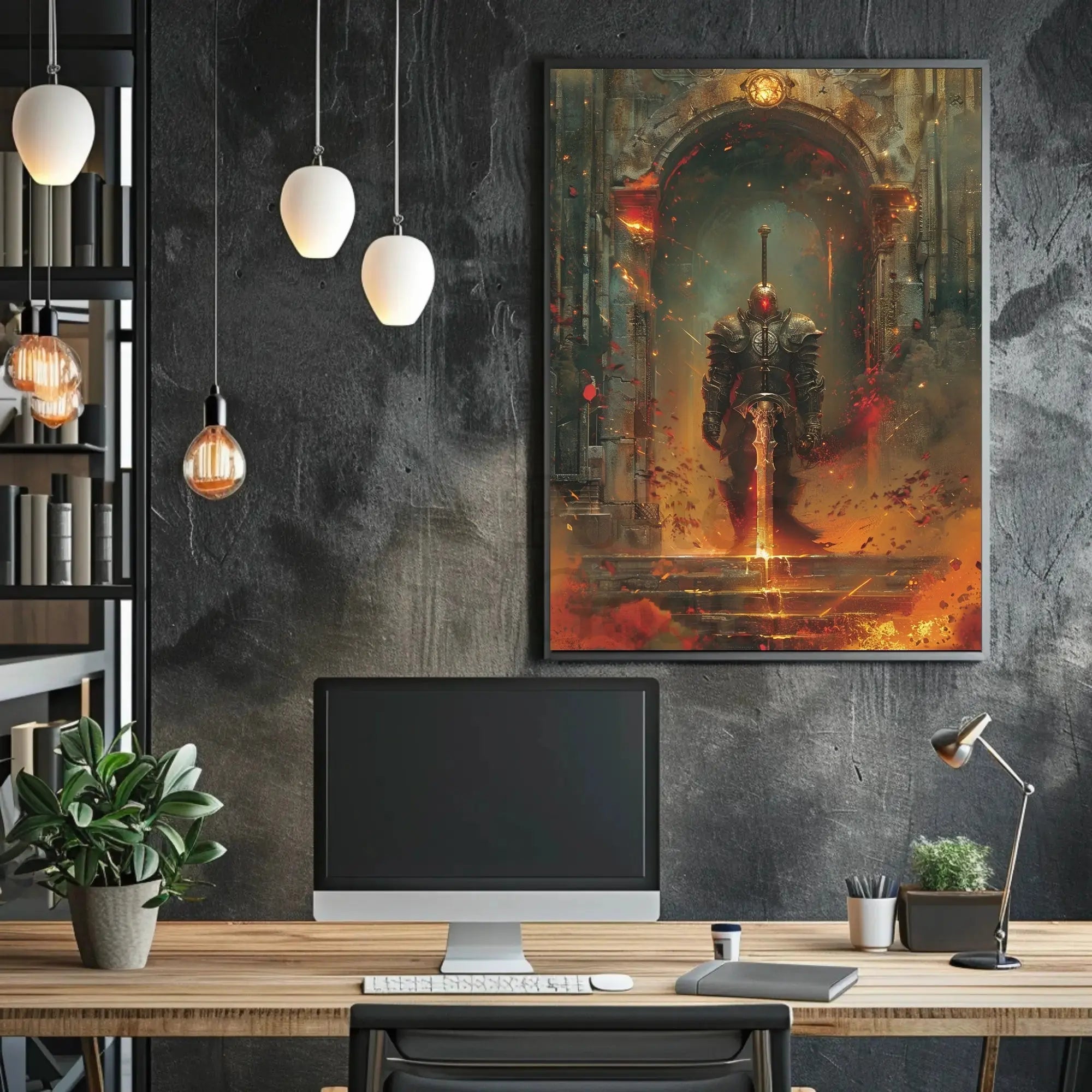 Epic Knight in Ruins Fantasy Medieval Artistic Poster PosterGoat