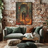 Epic Knight in Ruins Fantasy Medieval Artistic Poster PosterGoat