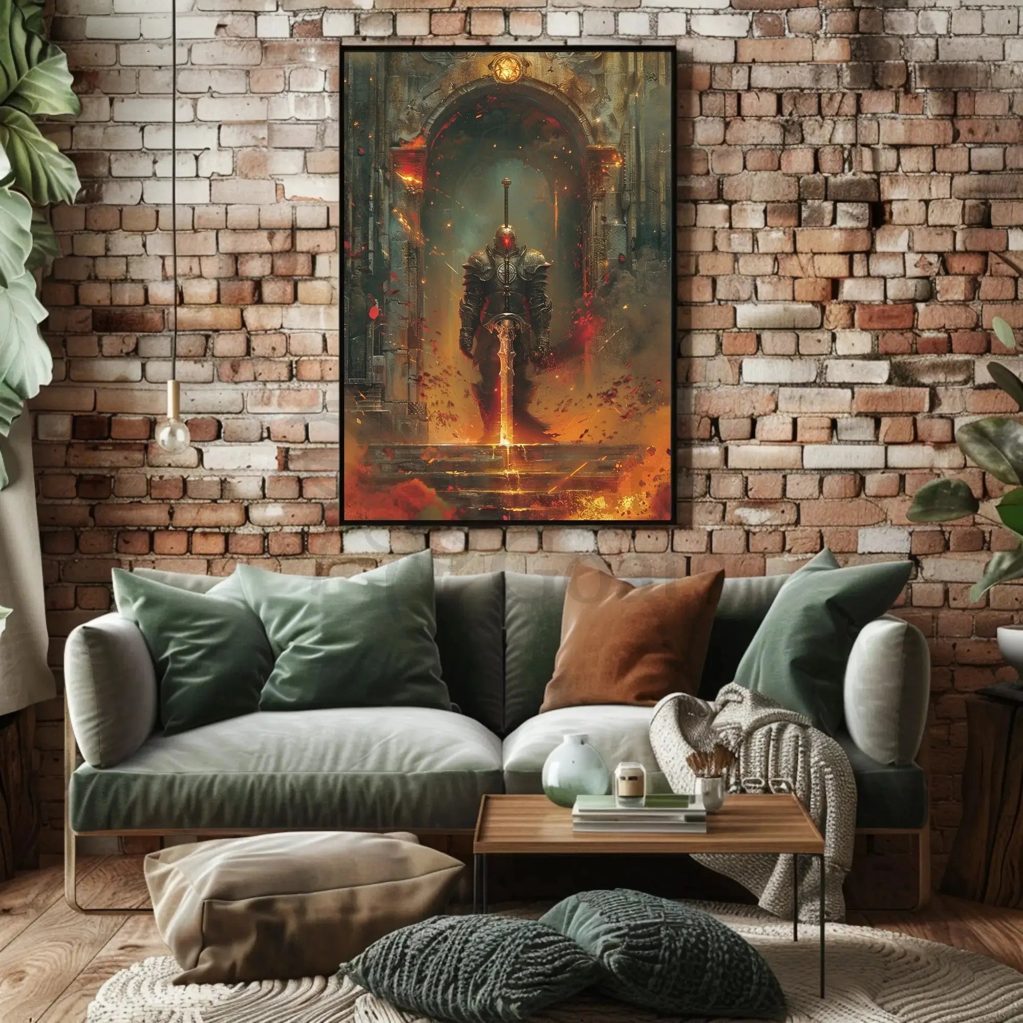 Epic Knight in Ruins Fantasy Medieval Artistic Poster PosterGoat