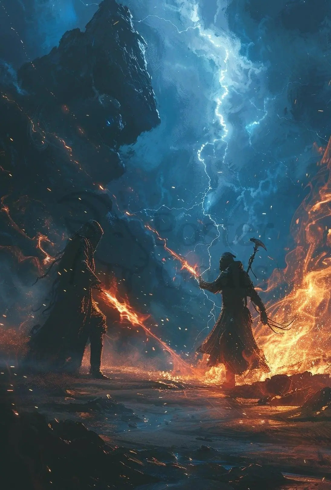 Epic Magical Duel Fantasy Poster PosterGoat