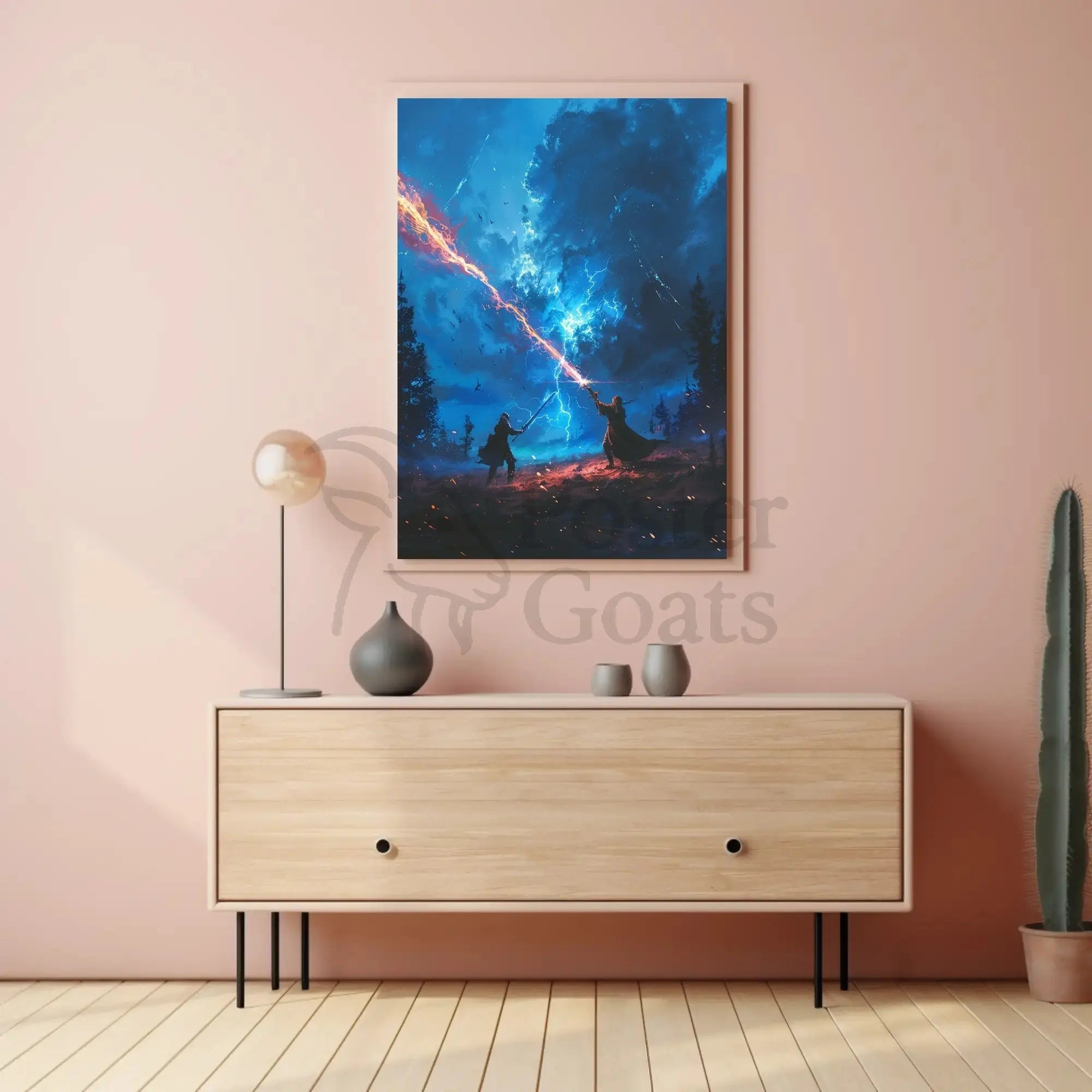 Epic Magical Duel in a Mystical Fantasy Poster PosterGoat