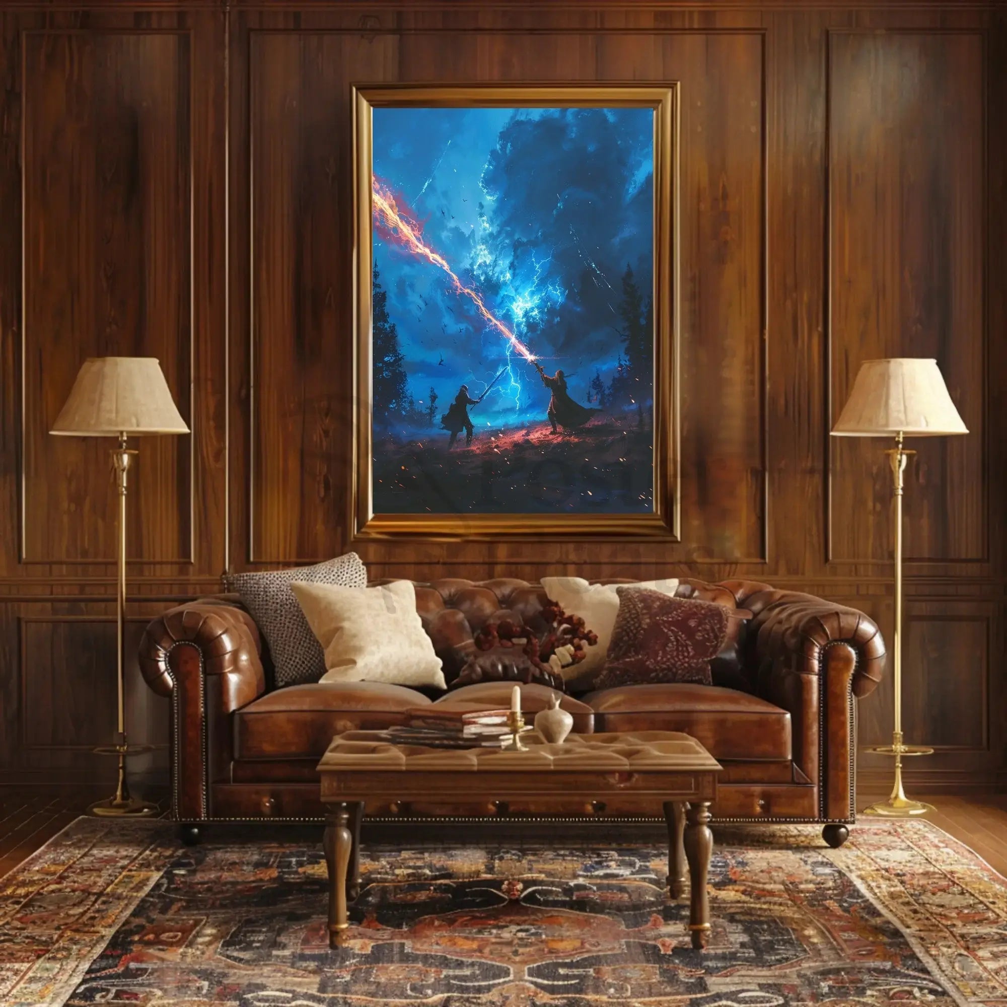Epic Magical Duel in a Mystical Fantasy Poster PosterGoat