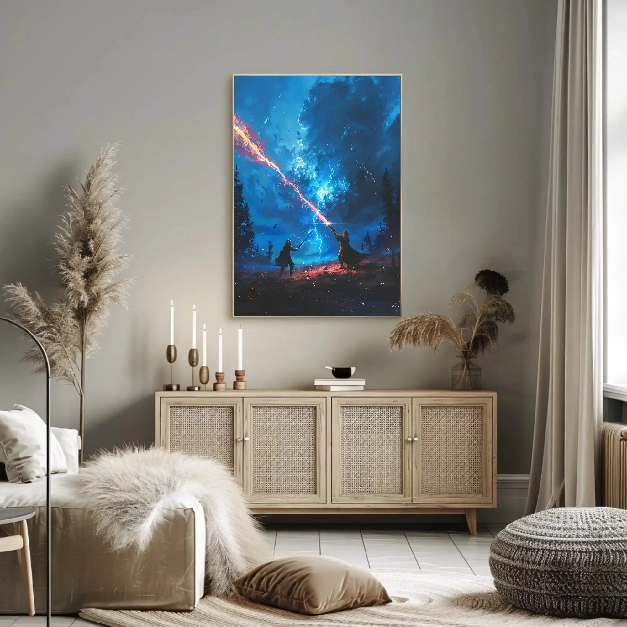 Epic Magical Duel in a Mystical Fantasy Poster PosterGoat