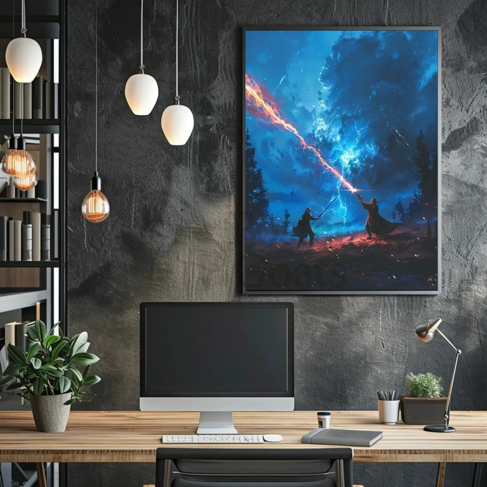 Epic Magical Duel in a Mystical Fantasy Poster PosterGoat