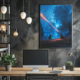 Epic Magical Duel in a Mystical Fantasy Poster PosterGoat