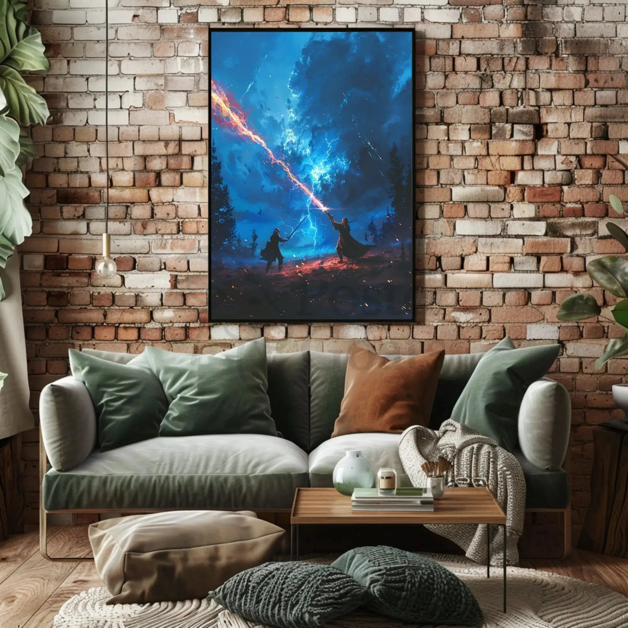 Epic Magical Duel in a Mystical Fantasy Poster PosterGoat