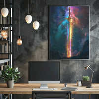 Epic Sword in Cosmic Fantasy Futuristic Sci-Fi Poster PosterGoat
