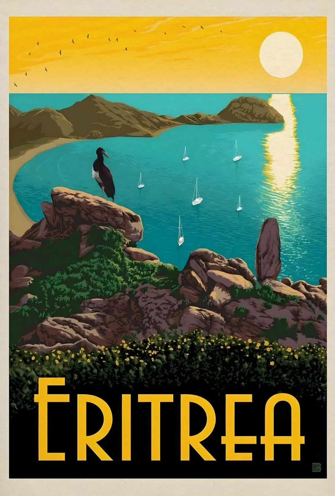 Eritrea Coastal Serenity Vintage Travel Poster PosterGoat