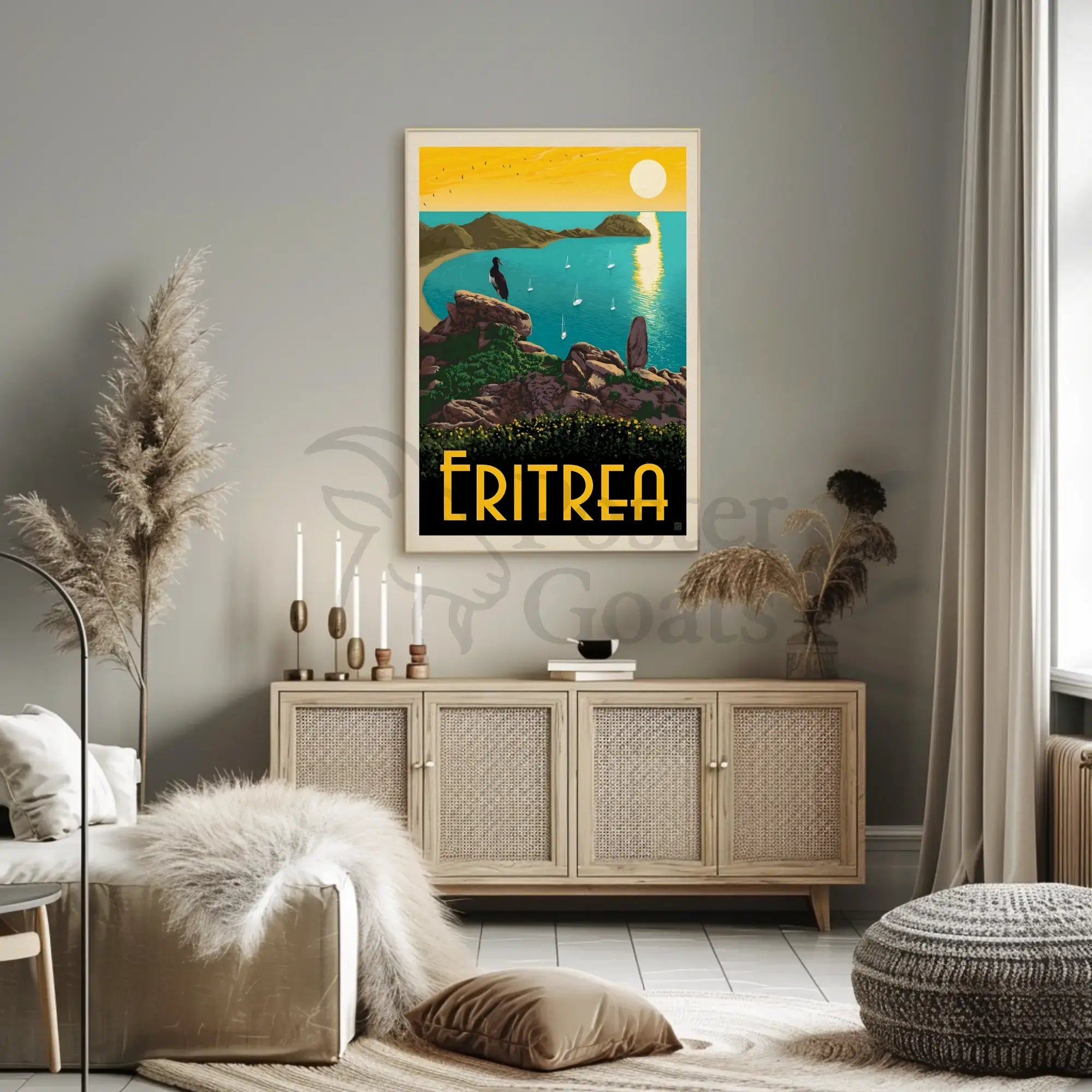 Eritrea Coastal Serenity Vintage Travel Poster PosterGoat