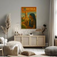 Eritrean Cultural Heritage Camel Scene Retro Poster PosterGoat