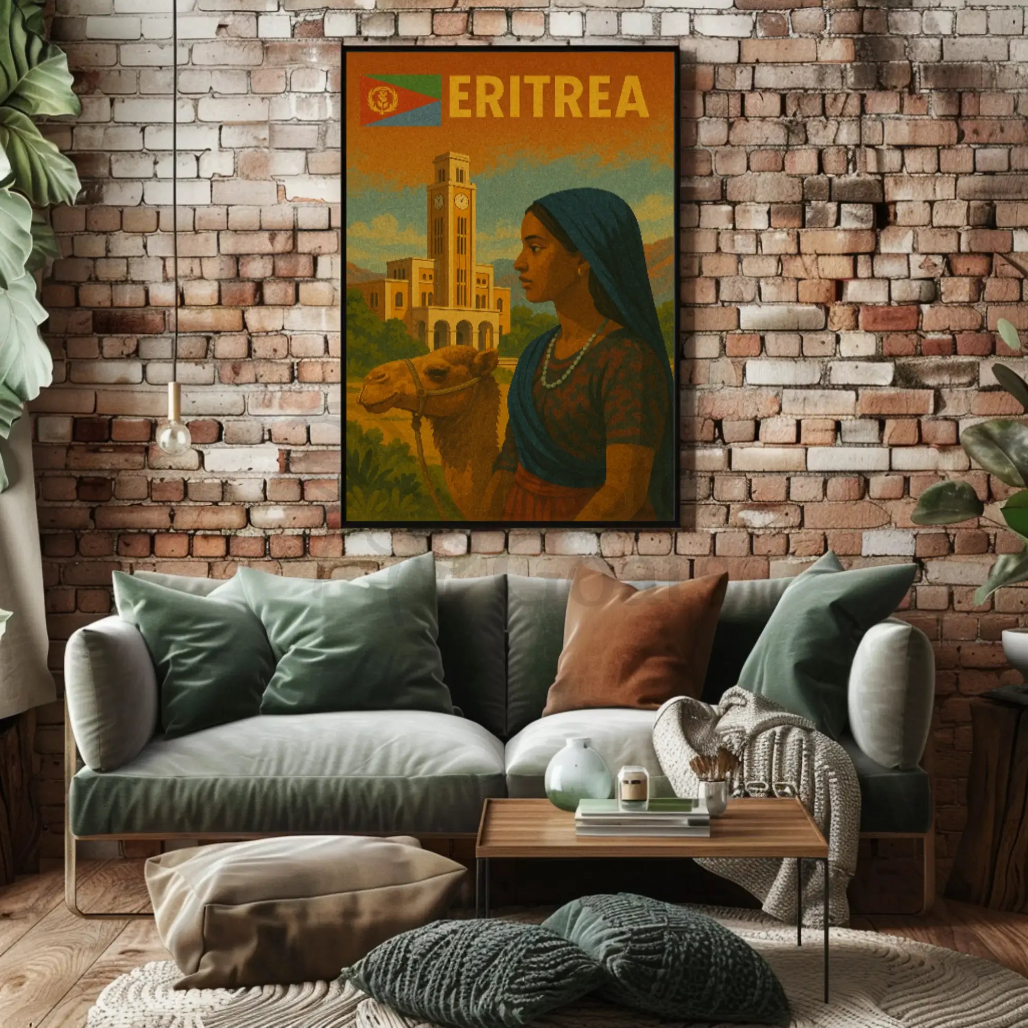 Eritrean Cultural Heritage Camel Scene Retro Poster PosterGoat