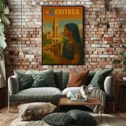 Eritrean Cultural Heritage Camel Scene Retro Poster PosterGoat