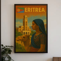 Eritrean Cultural Heritage Camel Scene Retro Poster PosterGoat