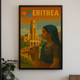 Eritrean Cultural Heritage Camel Scene Retro Poster PosterGoat