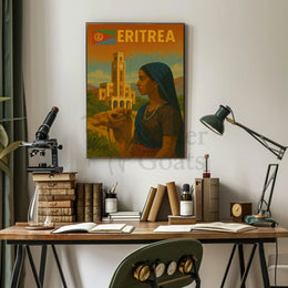 Eritrean Cultural Heritage Camel Scene Retro Poster PosterGoat