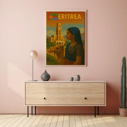 Eritrean Cultural Heritage Camel Scene Retro Poster PosterGoat