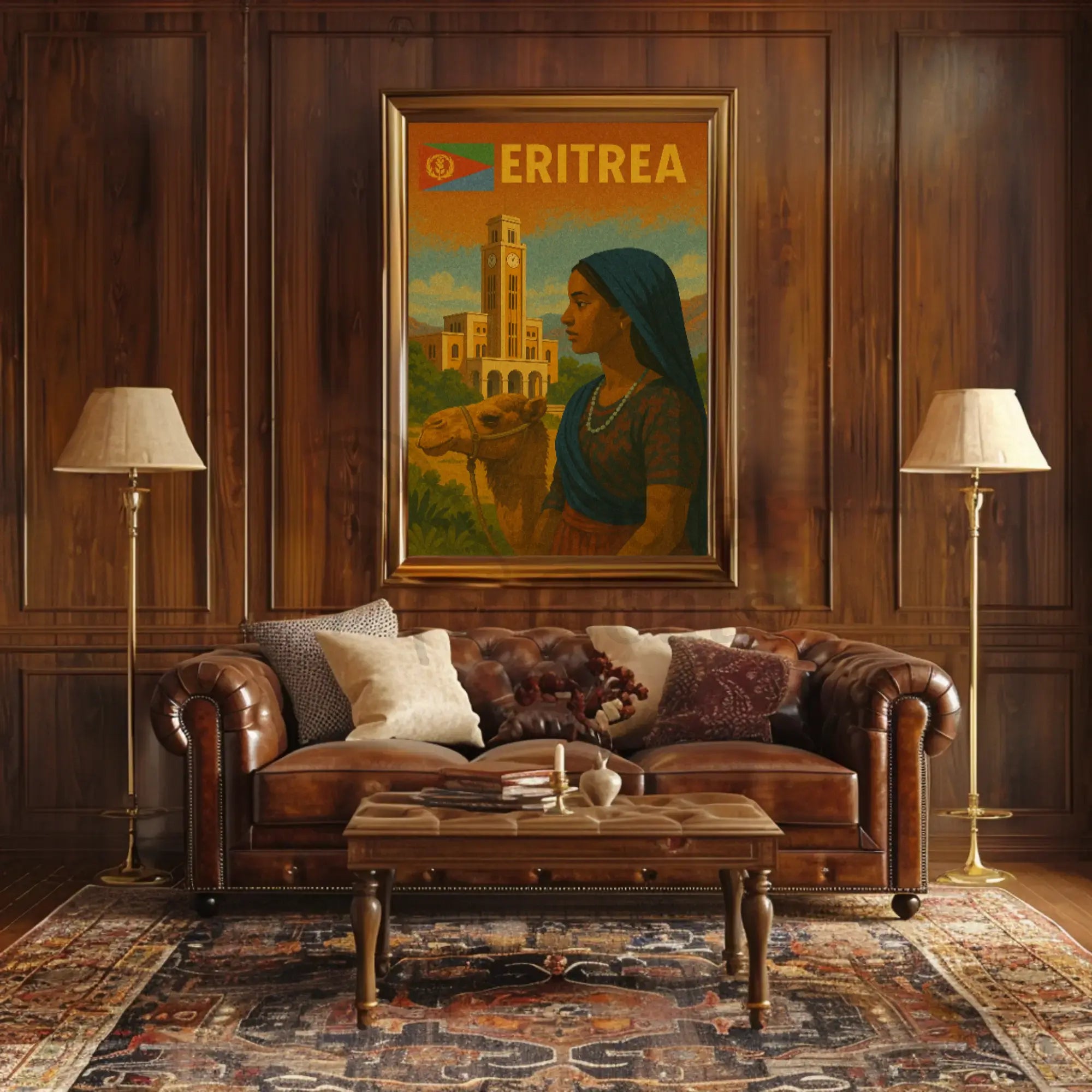 Eritrean Cultural Heritage Camel Scene Retro Poster PosterGoat